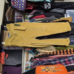 Mustard colored corduroy belted pants